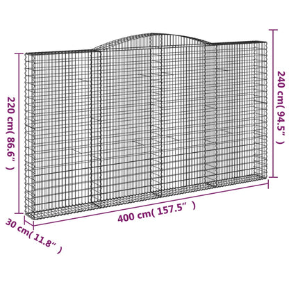 Arched Gabion Baskets 8 pcs 400x30x220/240 cm Galvanised Iron