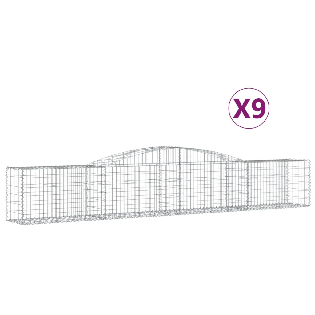 Arched Gabion Baskets 9 pcs 400x50x60/80 cm Galvanised Iron