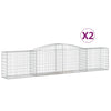 Arched Gabion Baskets 2 pcs 157.5"x19.7"x31.5"/39.4" Galvanized Iron