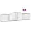 Arched Gabion Baskets 4 pcs 157.5"x19.7"x31.5"/39.4" Galvanized Iron
