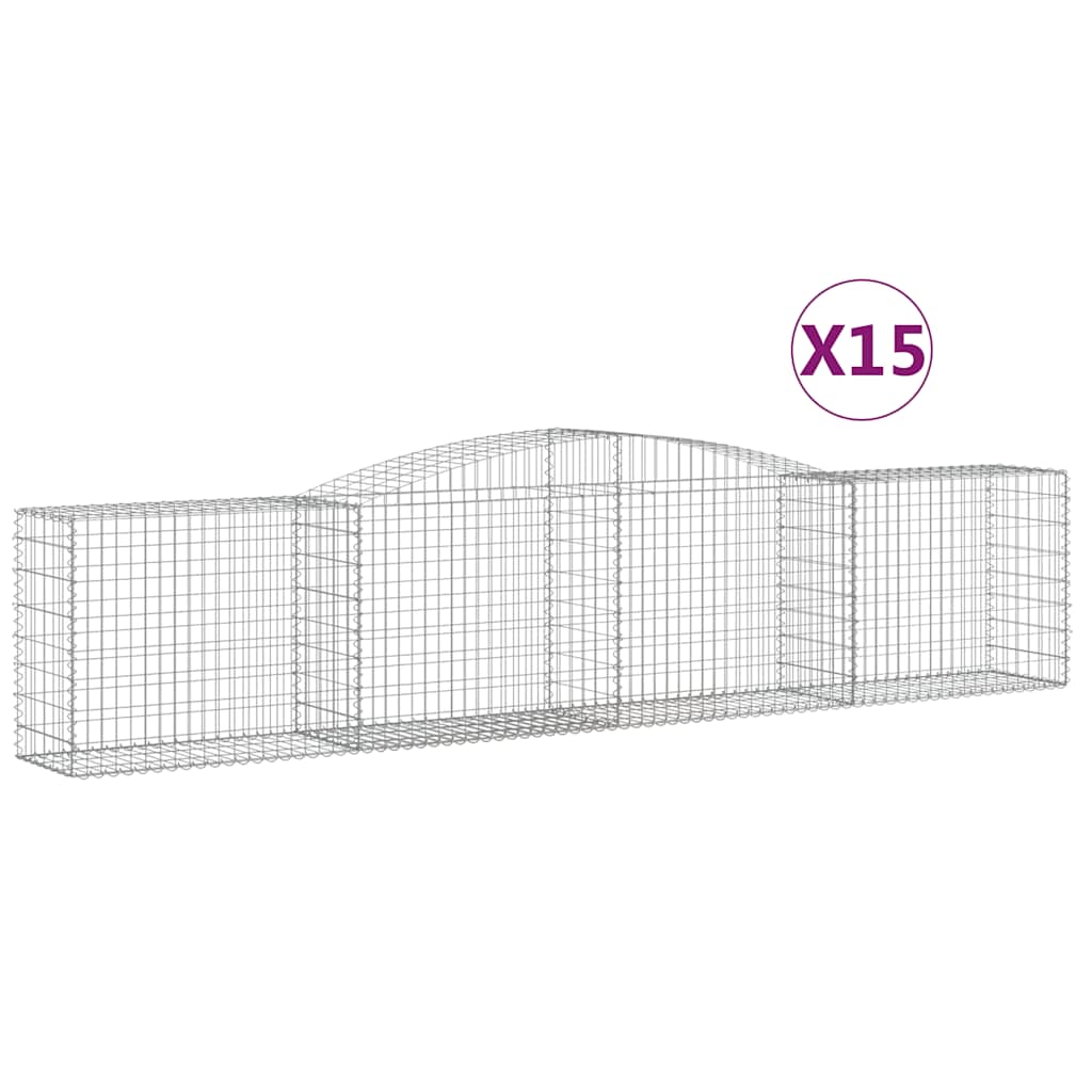 Arched Gabion Baskets 15 pcs 400x50x80/100 cm Galvanised Iron