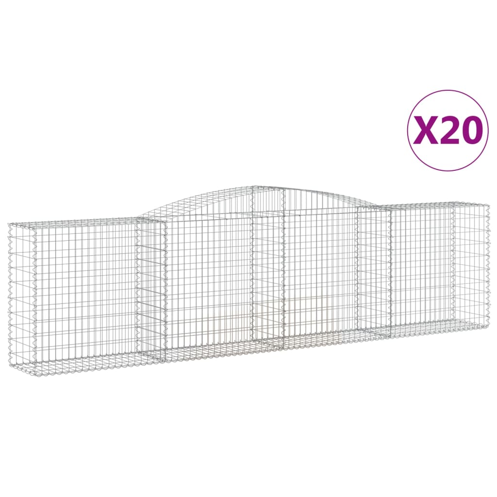 Arched Gabion Baskets 20 pcs 400x50x100/120 cm Galvanised Iron