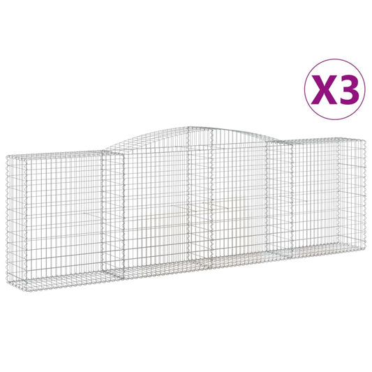 Arched Gabion Baskets 3 pcs 400x50x120/140 cm Galvanised Iron