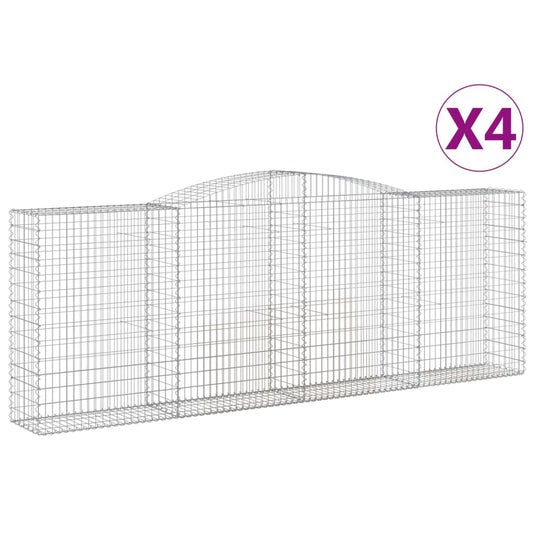 Arched Gabion Baskets 4 pcs 400x50x140/160 cm Galvanised Iron