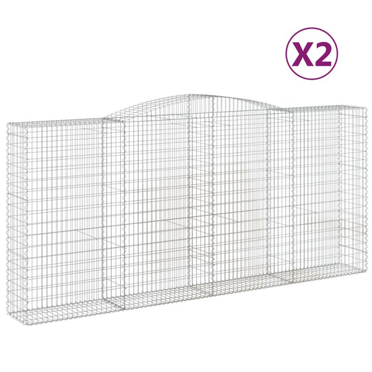 Arched Gabion Baskets 2 pcs 400x50x180/200 cm Galvanised Iron