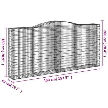 Arched Gabion Baskets 2 pcs 400x50x180/200 cm Galvanised Iron