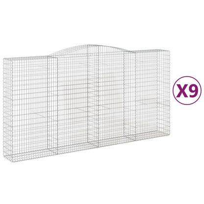 Arched Gabion Baskets 9 pcs 400x50x200/220 cm Galvanised Iron