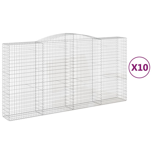 Arched Gabion Baskets 10 pcs 400x50x200/220 cm Galvanised Iron