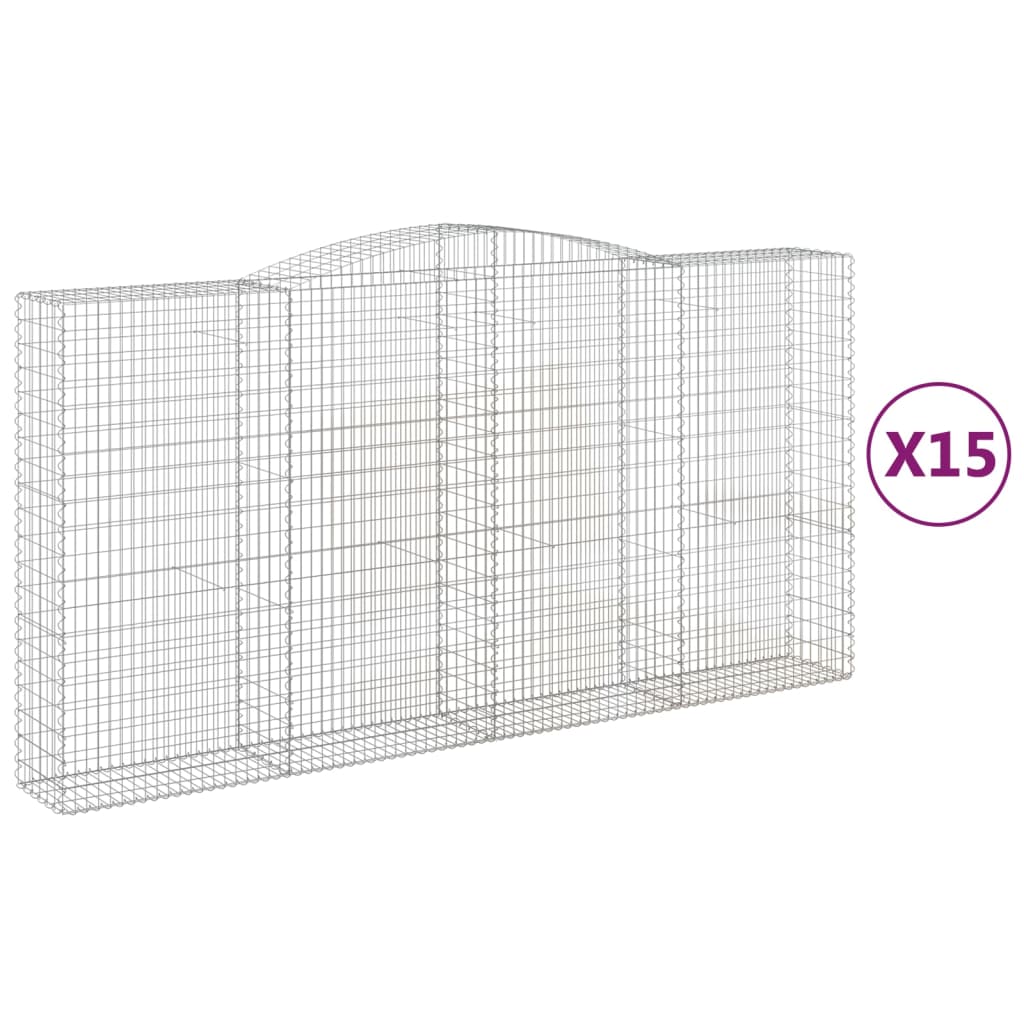 Arched Gabion Baskets 15 pcs 400x50x200/220 cm Galvanised Iron