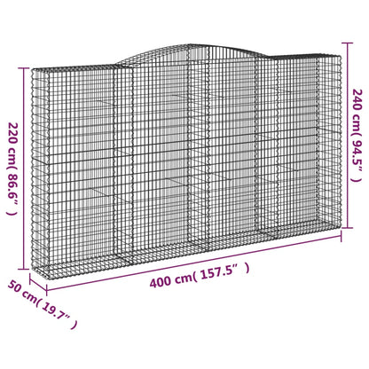 Arched Gabion Baskets 2 pcs 400x50x220/240 cm Galvanised Iron