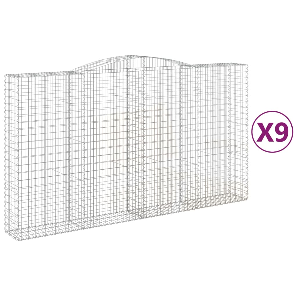 Arched Gabion Baskets 9 pcs 400x50x220/240 cm Galvanised Iron