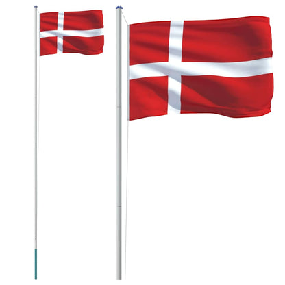 Denmark Flag and Pole 6.23 m Aluminium