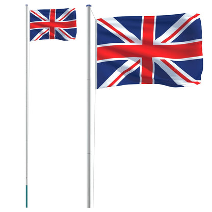 UK Flag and Pole 6.23 m Aluminium