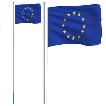 Europe Flag and Pole 6.23 m Aluminium