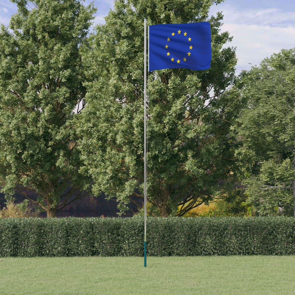 Europe Flag and Pole 6.23 m Aluminium