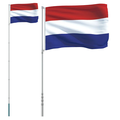 Netherlands Flag and Pole 5.55 m Aluminium