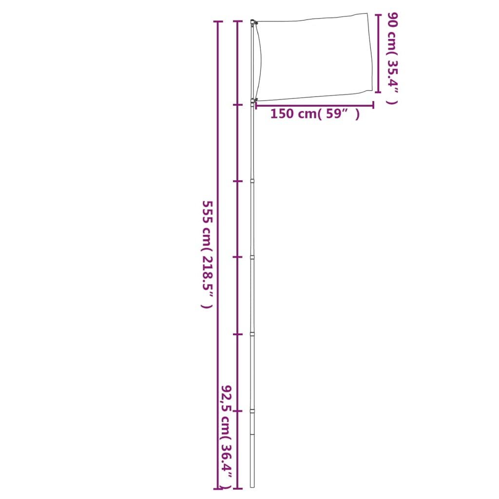 Netherlands Flag and Pole 5.55 m Aluminium