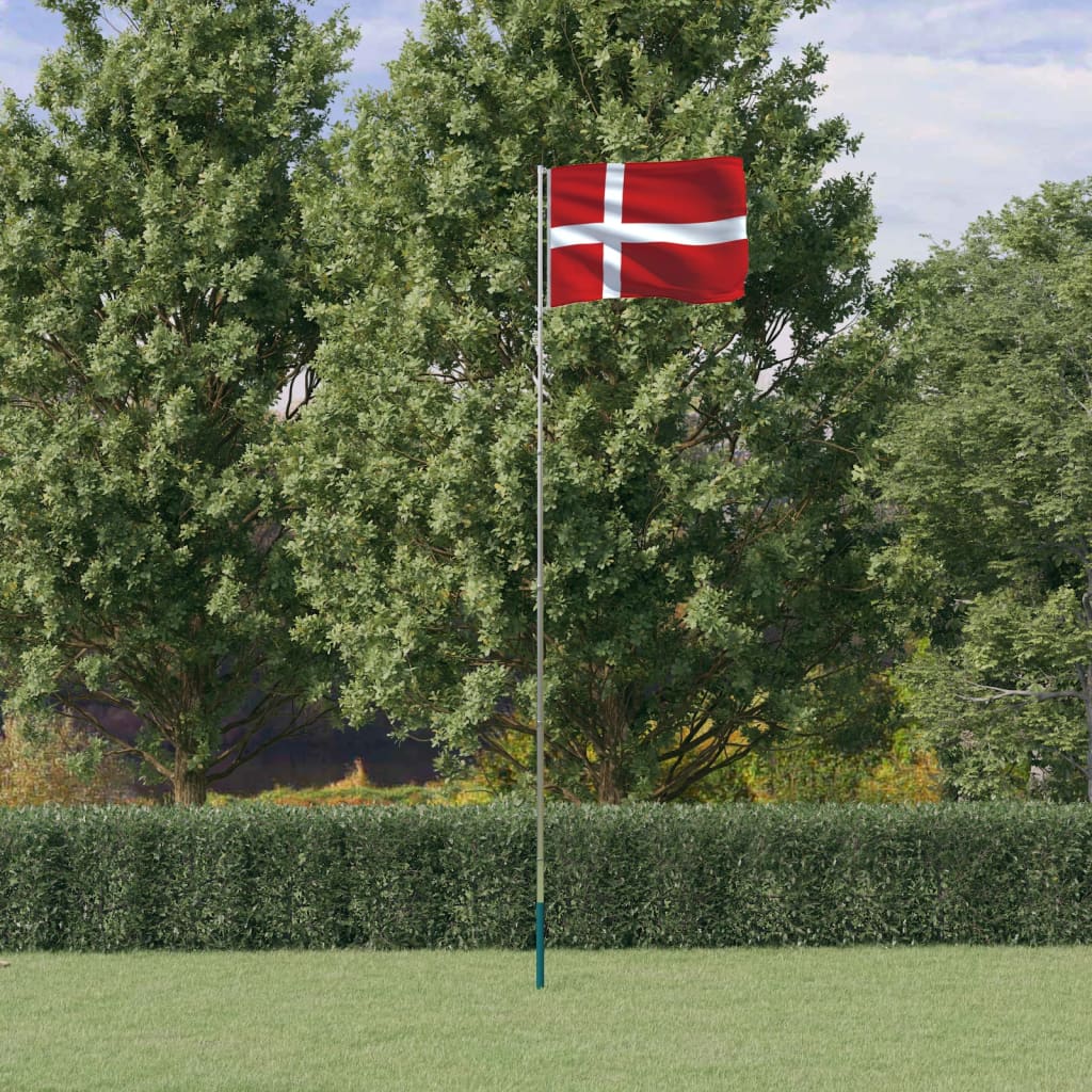 Denmark Flag and Pole 5.55 m Aluminium