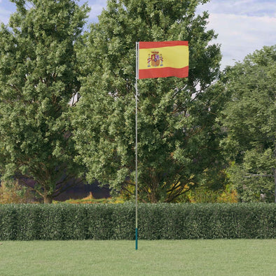 Spain Flag and Pole 5.55 m Aluminium