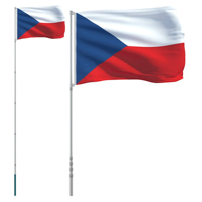 Czech Flag and Pole 5.55 m Aluminium