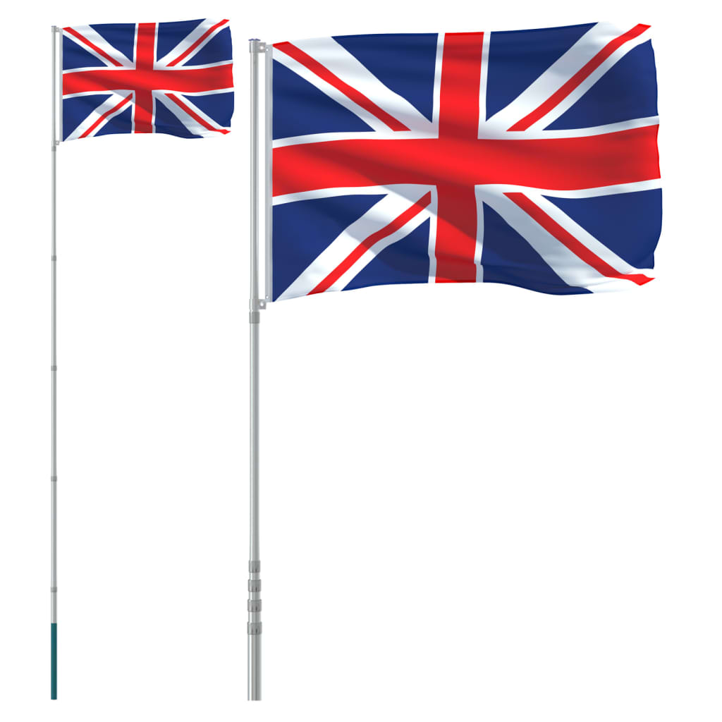 UK Flag and Pole 5.55 m Aluminium