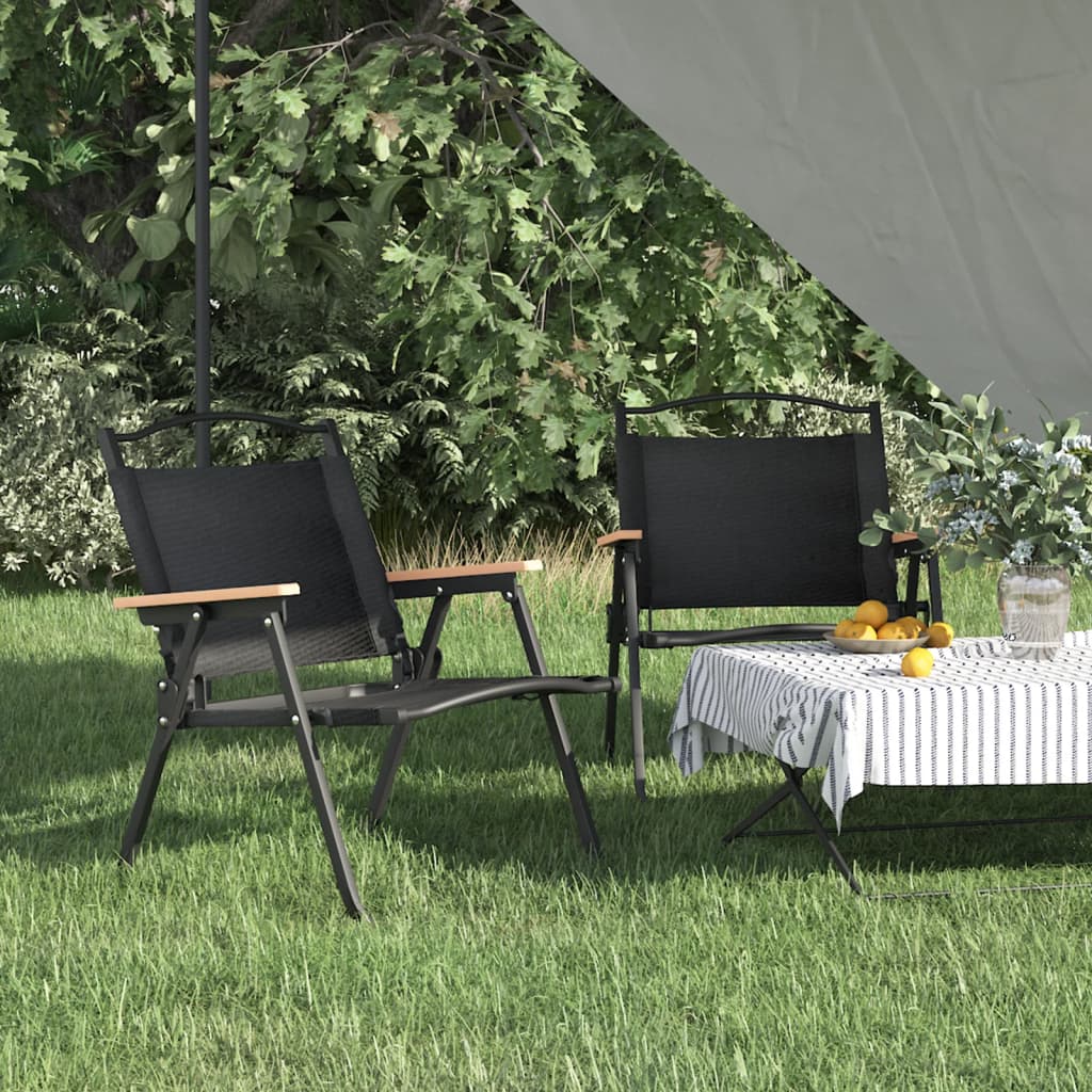 Camping Chairs 2 pcs Black 54x43x59cm Oxford Fabric