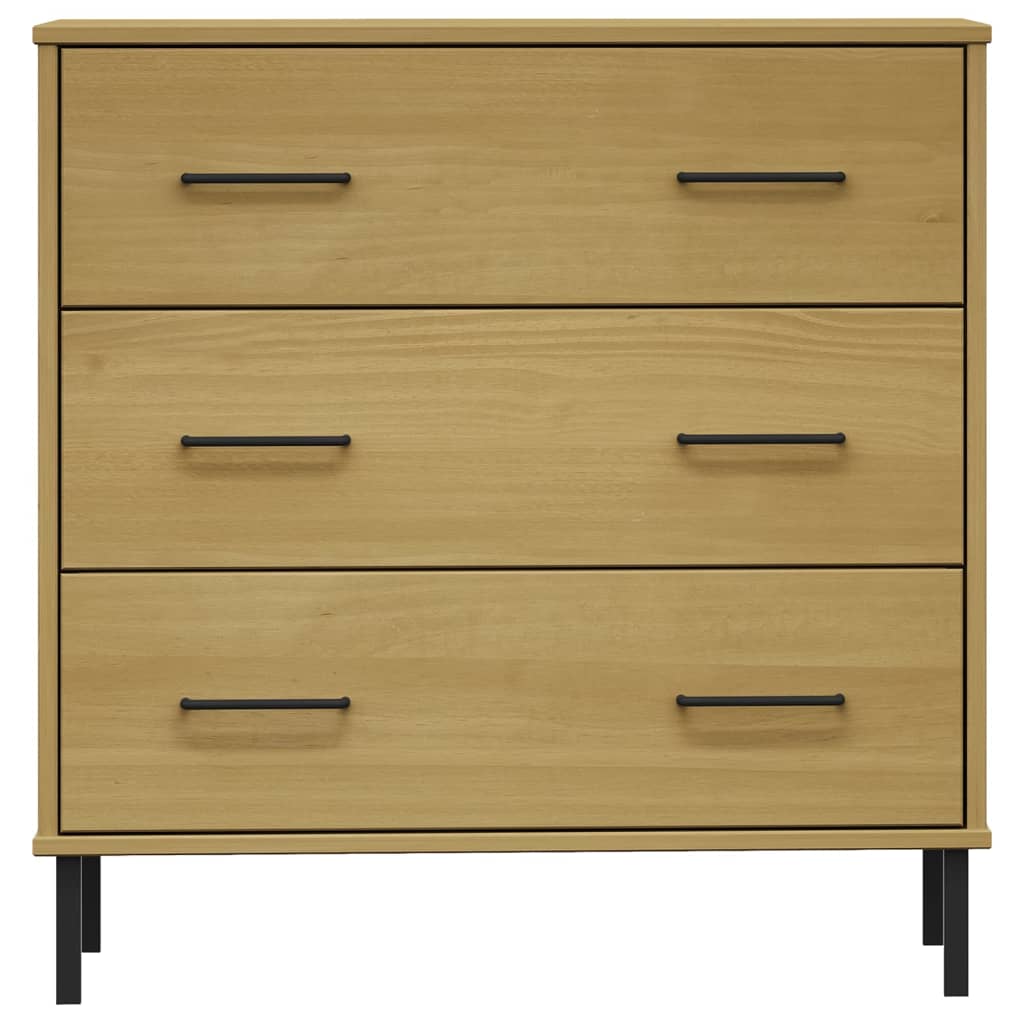 Sideboard with 3 Drawers Brown 77x40x79.5 cm Solid Wood OSLO