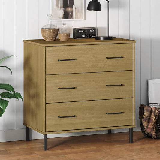 Sideboard with 3 Drawers Brown 77x40x79,5 cm Solid Wood "OSLO