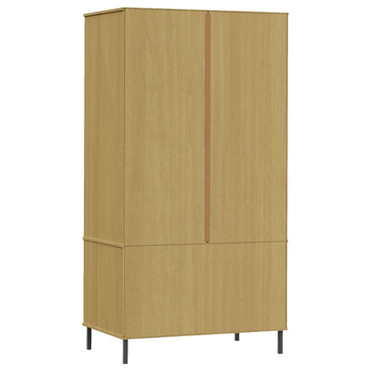 Wardrobe with Metal Legs Brown 90x55x172.5 cm Solid Wood OSLO