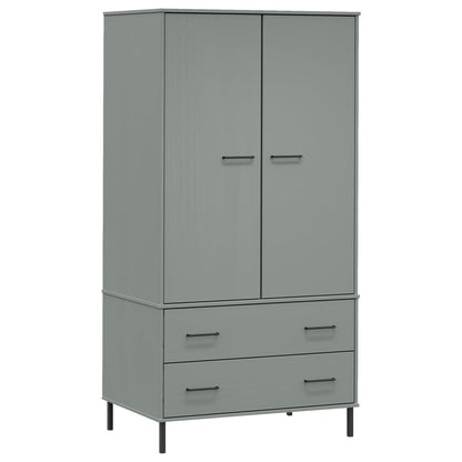 Wardrobe with Metal Legs Grey 90x55x172.5 cm Solid Wood OSLO