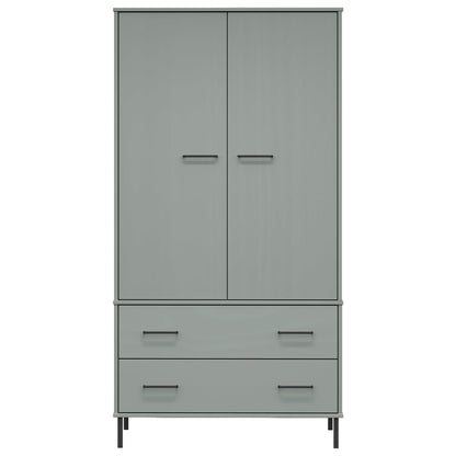 Wardrobe with Metal Legs Grey 90x55x172.5 cm Solid Wood OSLO