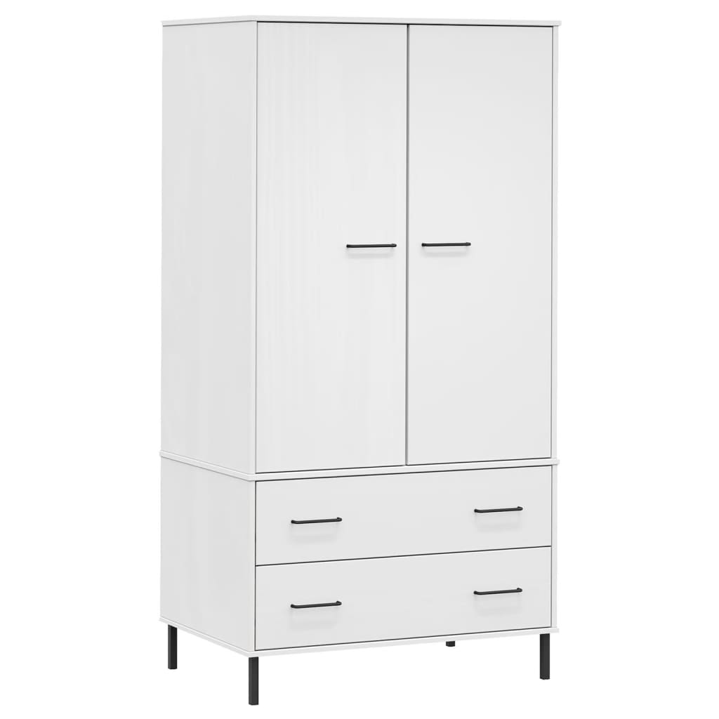 Wardrobe with Metal Legs White 90x55x172.5 cm Solid Wood OSLO