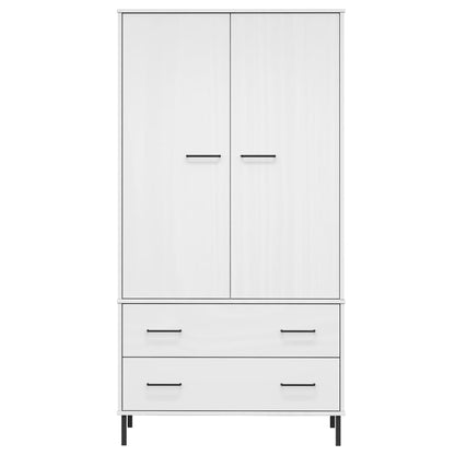 Wardrobe with Metal Legs White 90x55x172.5 cm Solid Wood OSLO