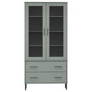 Bookcase with Metal Legs Grey 85x35x172.5 cm Solid Wood OSLO