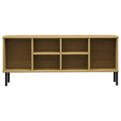 Shoe Rack with Metal Legs Brown 106x35x45 cm Solid Wood OSLO