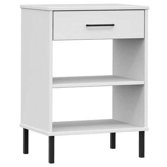 Console Cabinet with Metal Legs White Solid Wood Pine OSLO