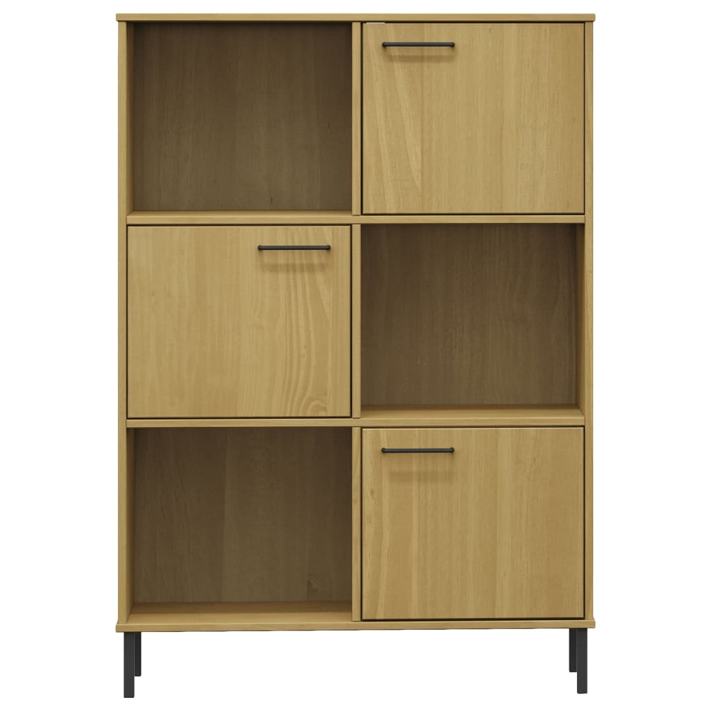 Bookcase with Metal Legs Brown 90x35x128.5 cm Solid Wood OSLO