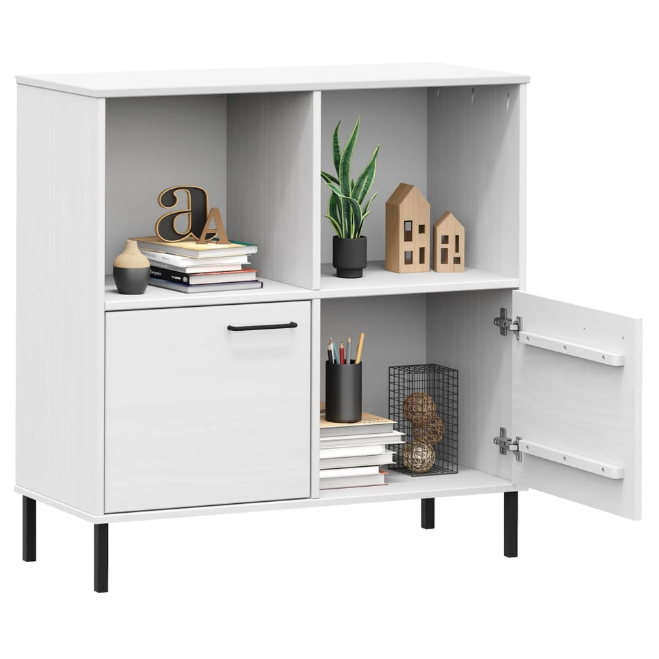 Bookcase with Metal Legs White 90x35x90.5 cm Solid Wood OSLO