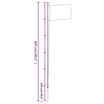 Sectional Flagpole Silver 6.23 m Aluminium