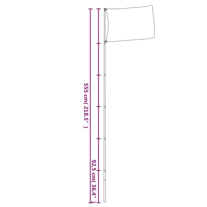 Telescopic Flagpole Silver 5.55 m Aluminium