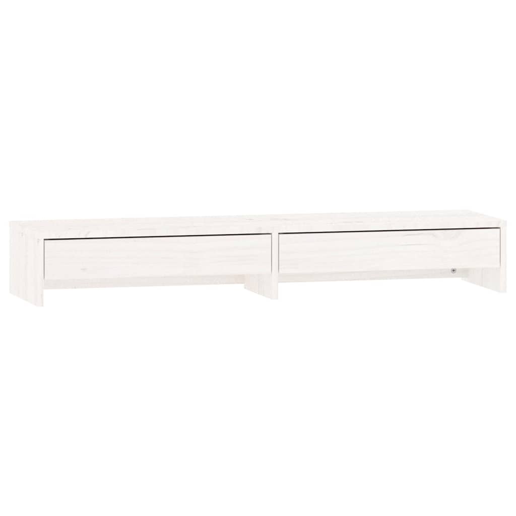 Monitor Stand White 100x27x15 cm Solid Wood Pine