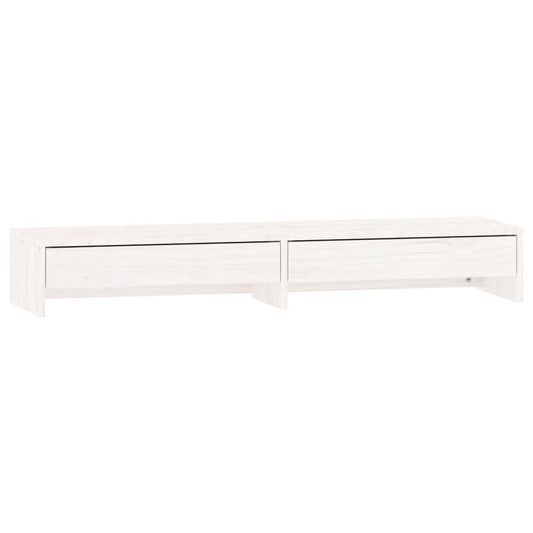 Monitor Stand White 100x27x15 cm Solid Wood Pine
