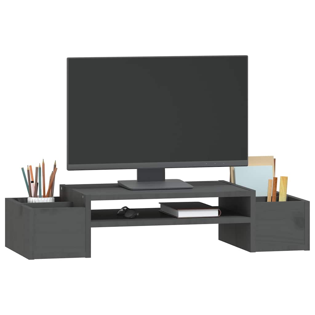 Monitor Stand Grey 70x27.5x15 cm Solid Wood Pine
