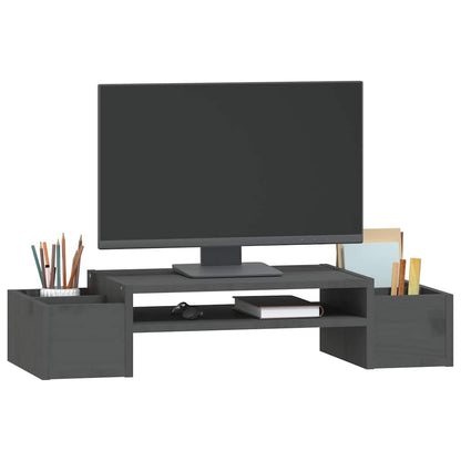 Monitor Stand Grey 70x27.5x15 cm Solid Wood Pine