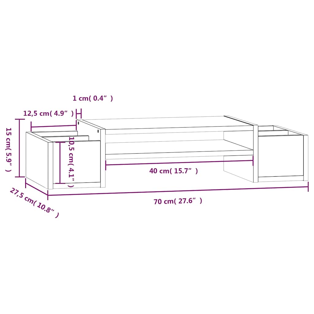 Monitor Stand Honey Brown 70x27.5x15 cm Solid Wood Pine