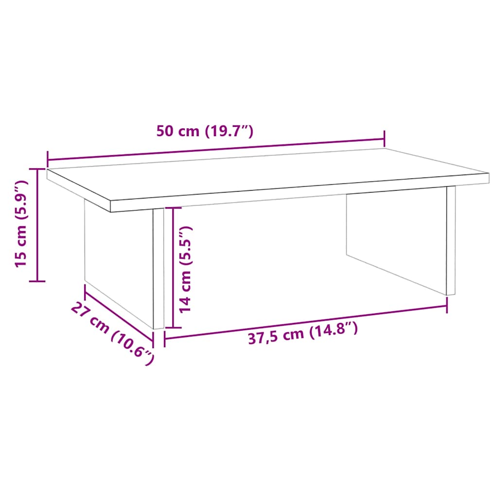 Monitor Stand White 50x27x15 cm Solid Wood Pine