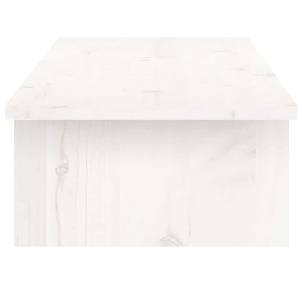 Monitor Stand White 100x27x15 cm Solid Wood Pine