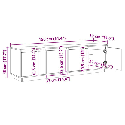 TV Cabinet White 156x37x45 cm Solid Wood Pine