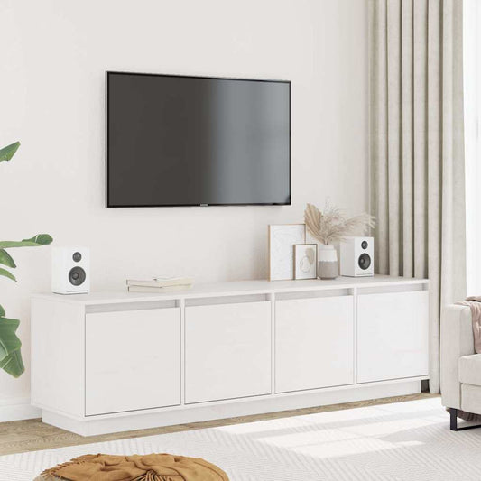 TV Cabinet | White | Solid Pine Wood | TV Cabinet | Rectangular | Modern