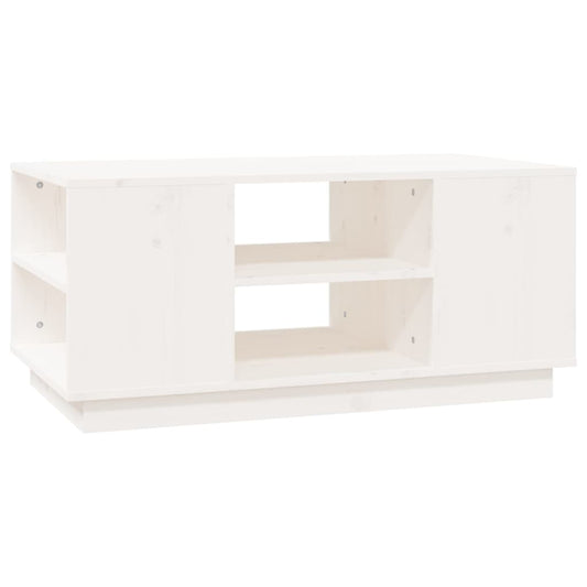 Coffee Table | White | Solid Pine Wood | 90 x 49 x 40.5 cm | Rectangular